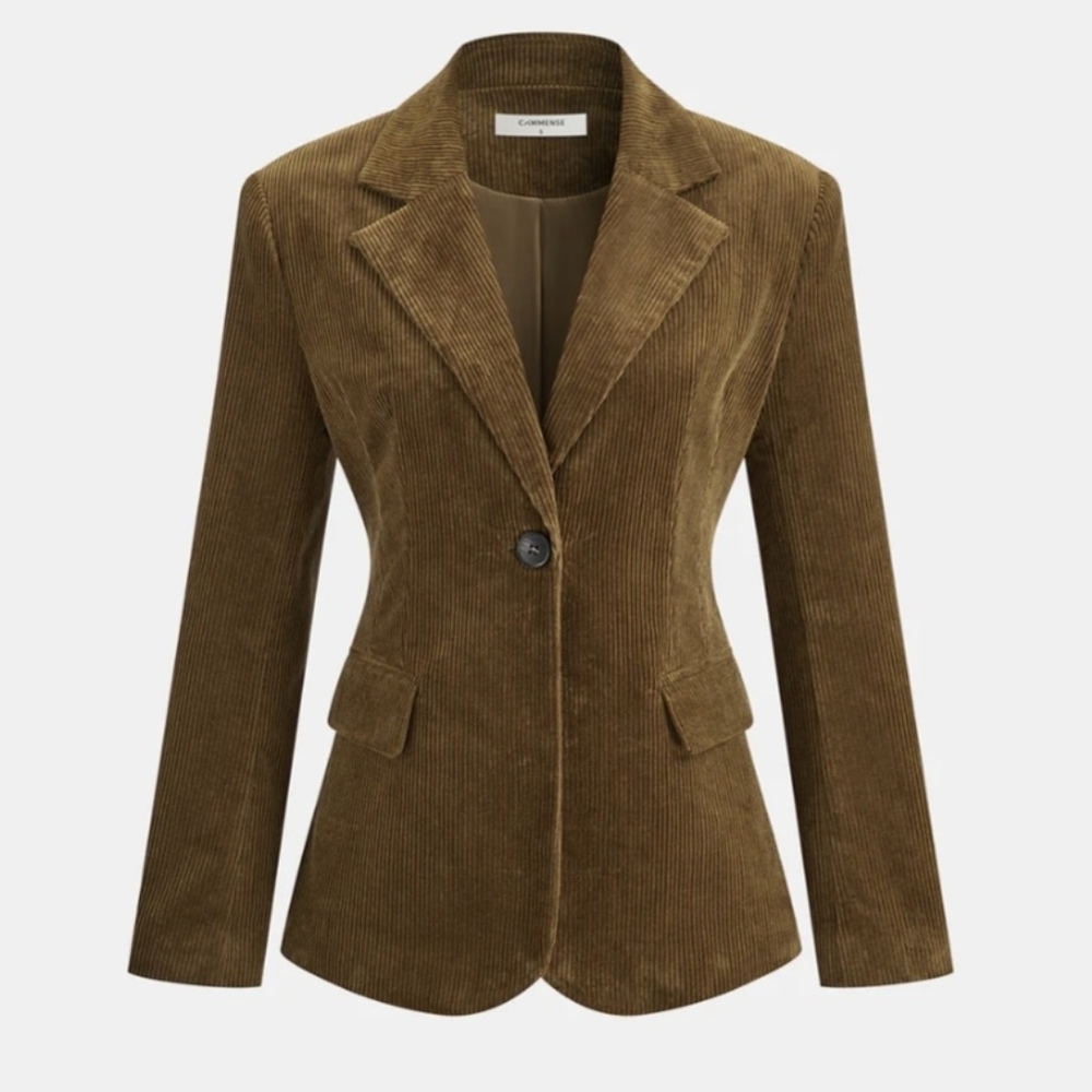 Commense Brushed Velvet Blazer Olive XS NWT